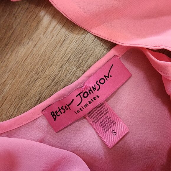 Betsey Johnson Pink Black Sheer Babydoll Top Ruffle Hem Flowy Coquette Size S - Picture 3 of 8